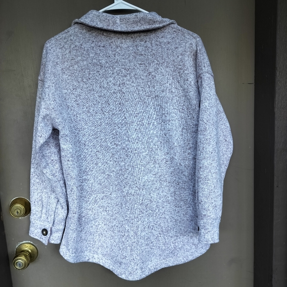 MWL Madewell (Re)sourced Sweater Fleece Shirt Jacket Heather Pale Thistle Brown - Picture 9 of 10